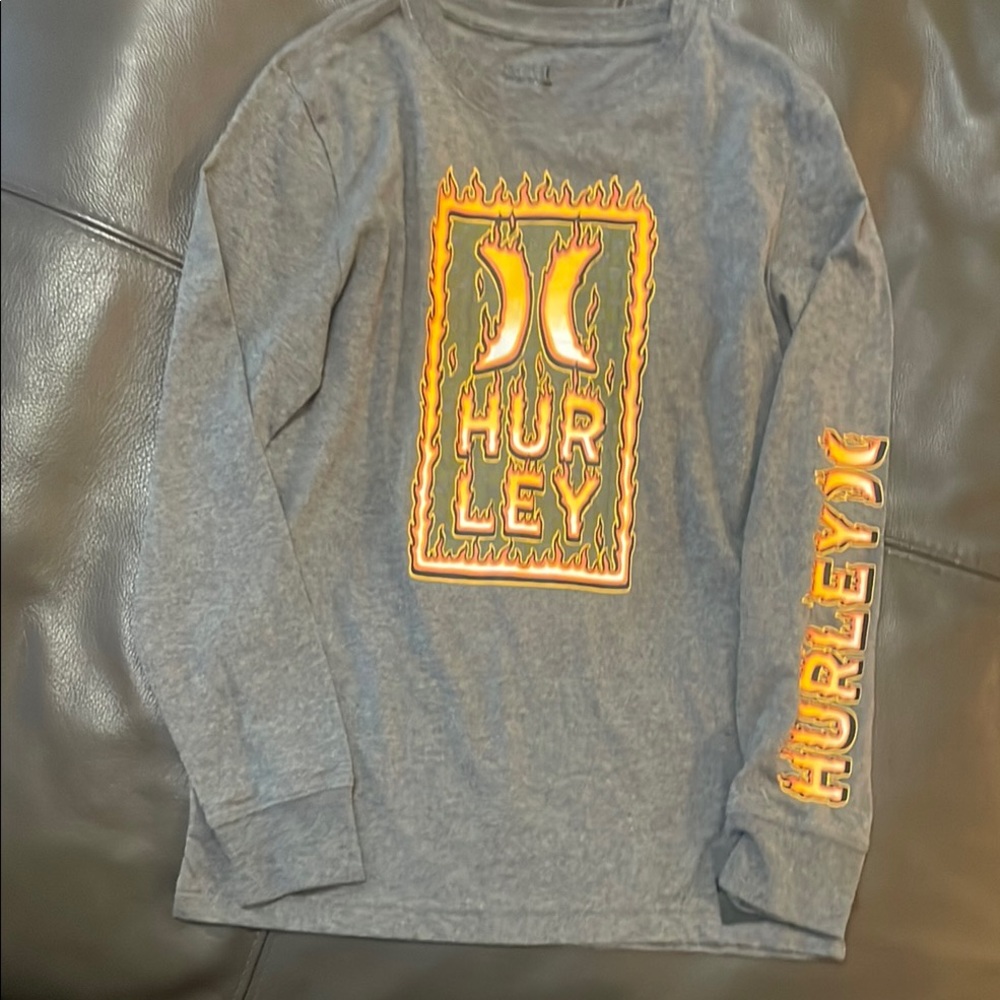 Hurley Gray and Orange Long Sleeve Tees